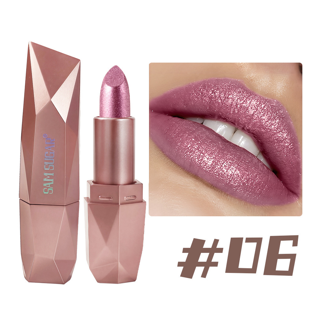 Diamond Pearl Lipstick Fine Shining Golden Brightness Moisturizing Crushed Diamond Galaxy Colored Lipstick - Image 9