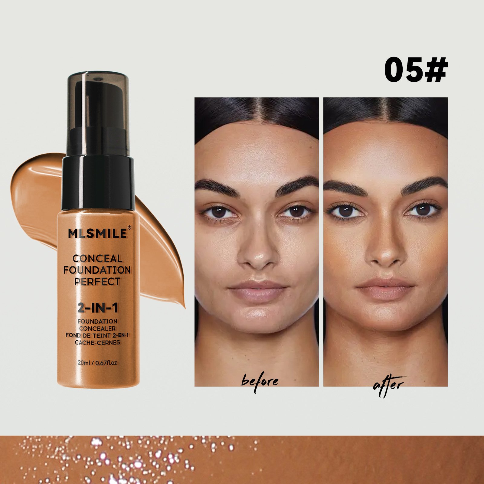 Oil control concealer moisturizing lasting 6-color liquid foundation matte oil control concealer foundation make-up European American makeup liquid foundation - Image 6