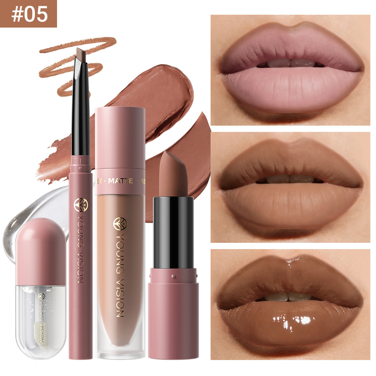 Lip set 4 lipliner lipstick liquid lipstick lip oil set 8 colors optional - Image 9