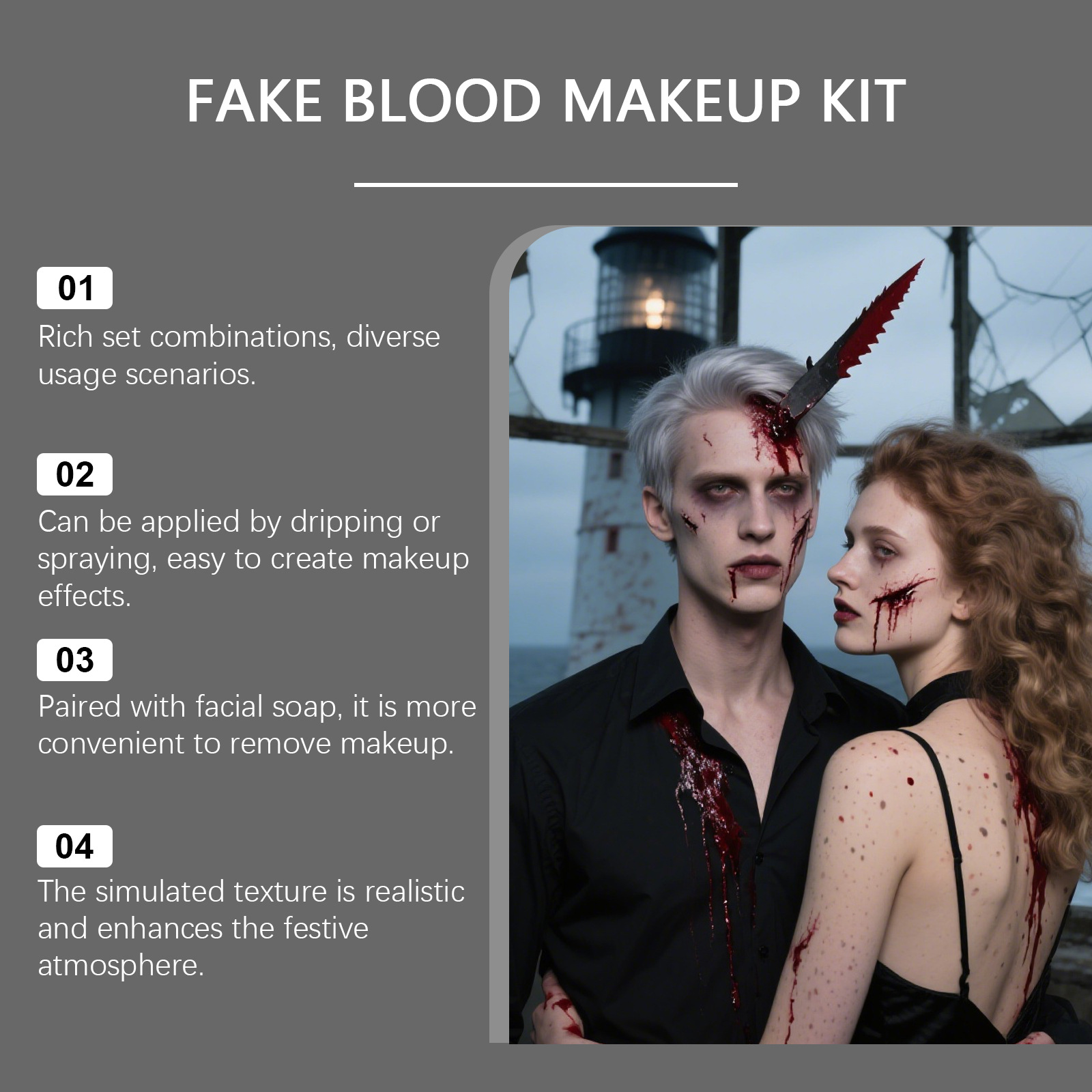 Halloween fake blood makeup set funny makeup plasma drops makeup blood mimicking props holiday party - Image 7