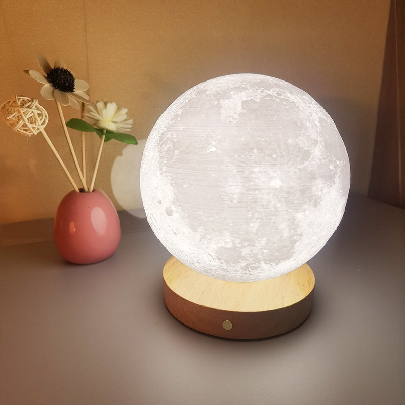 Touch & Rotating Moon Lamp, 3D Moon Shape Sleep Night Light, Rechargeable Bedside Table Lamp, Ambient Light for Bedroom & Desk - Image 3