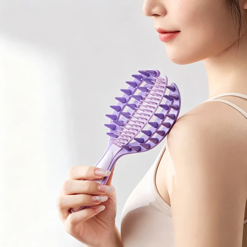 2 In 1 Hair Scalp Massage Shampoo Brush Soft Silicone Bristles Anti Itch Exfoliating Hair Washing Comb For Home Salon Use
