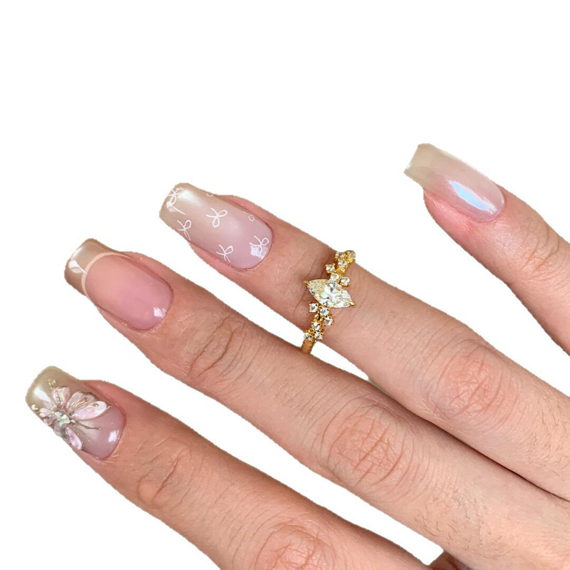 Women Gold Plated Marquise Cut Crystal Open Adjustable Ring Vintage Shiny Rhinestone Stackable Finger Jewelry - Image 3