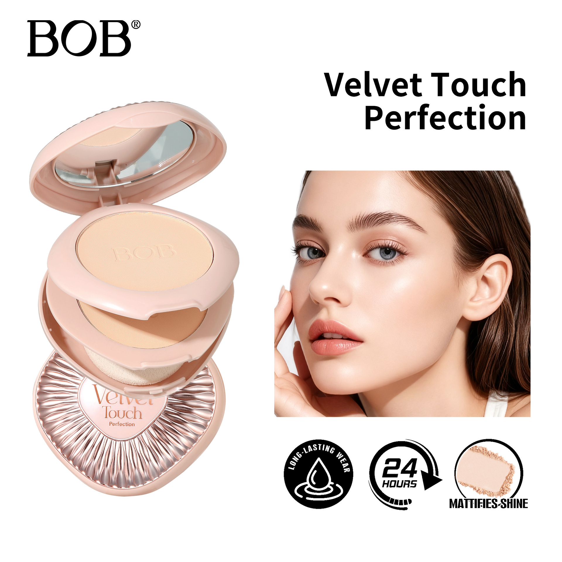 Velvet soft burnt powder concealer durable oil control delicate non sticking powder double layered two in one certain makeup powder