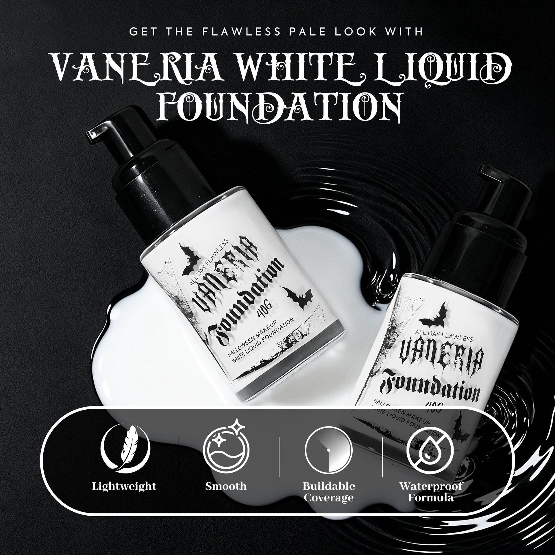 White liquid foundation Halloween cosmetics Clown Gothic makeup High coverage stage film television makeup - Image 4