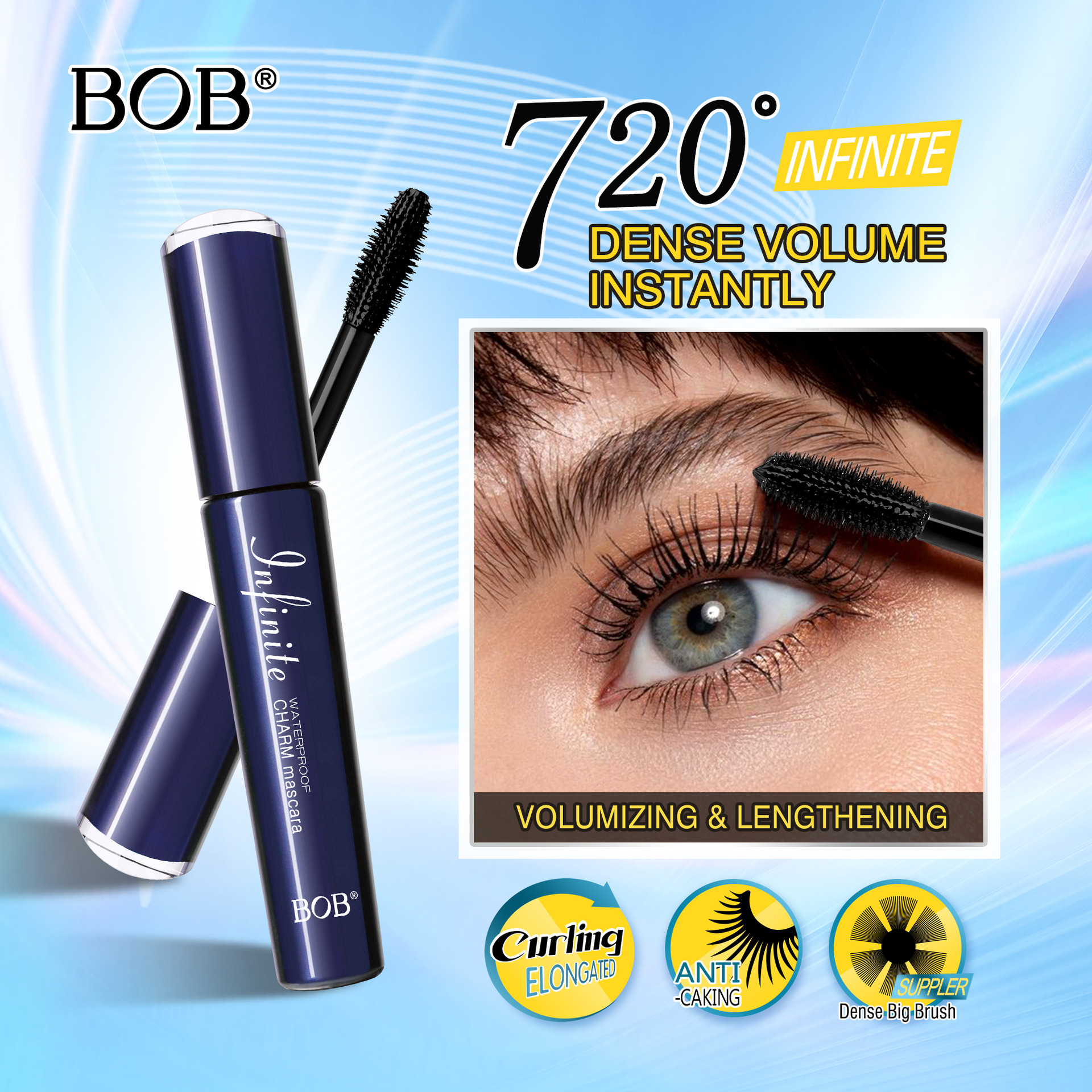 Quick drying eye black waterproof non smudging thick curly slender holding makeup to enlarge eyes European American beauty makeup - Image 7